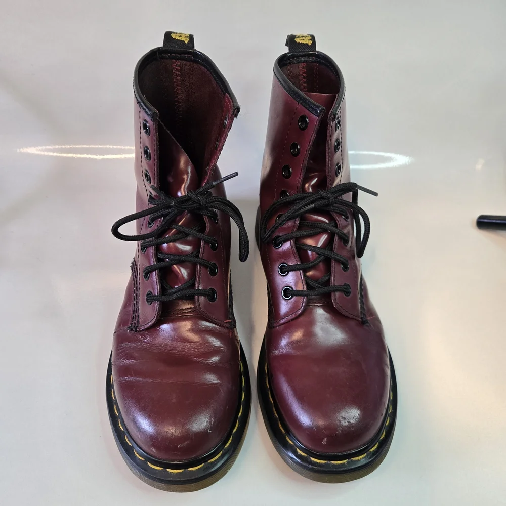 Dr. Martens Doc Martens Burgundy Leather 1460 Grunge Combat Boots 8 11821 - Picture 2 of 16